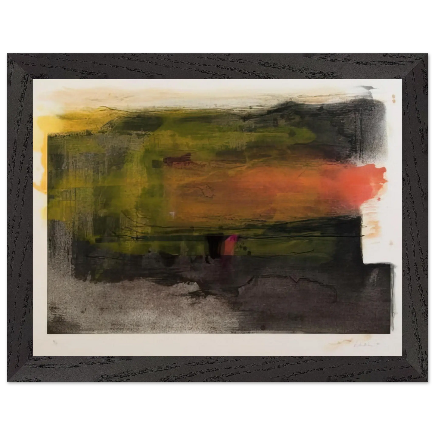Helen Frankenthaler - Deep Sun - 1983 Wall art - 28x43  cm / XL (11x17 Inches) - Premium Wooden Framed Poster With Fine Art Paper - Wood frame