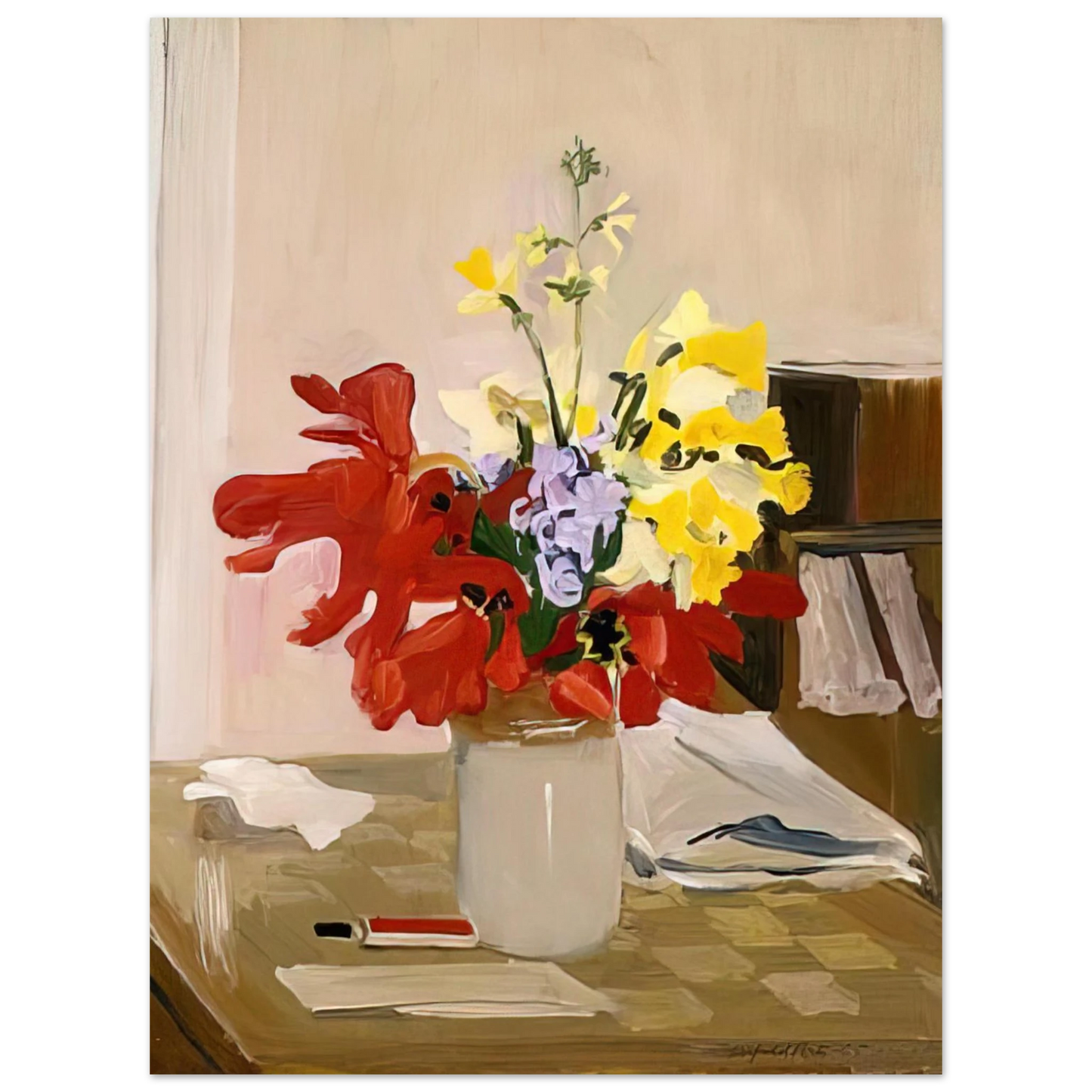 Fairfield Porter - ANEMONE AND DAFFODIL 1965  75x100 cm / 30x40inches Fine Art Poster