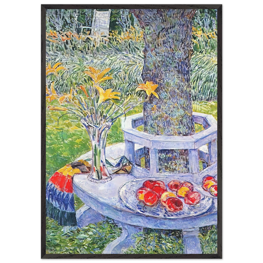 Mrs Hassams Garden at East Hampton - Childe Hassam 70x100 cm / 28x40 inches Framed Art Print – Black Wooden Frame