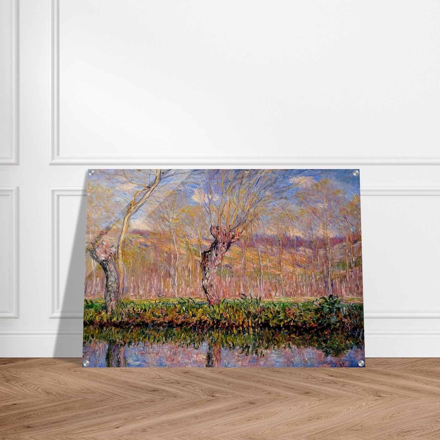 The Banks of the River Epte in Springtime - claude monet Acrylic Print - 70x100 cm / 28x40″ inches | claude monet Wall Art | claude monet Prints