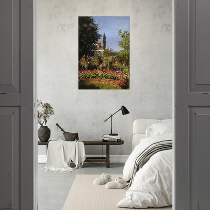 Garden in Bloom at Sainte-Addresse - claude monet Brushed Aluminum Print - 70x100 cm / 28x40 inches | claude monet Aluminum Print | claude monet Prints