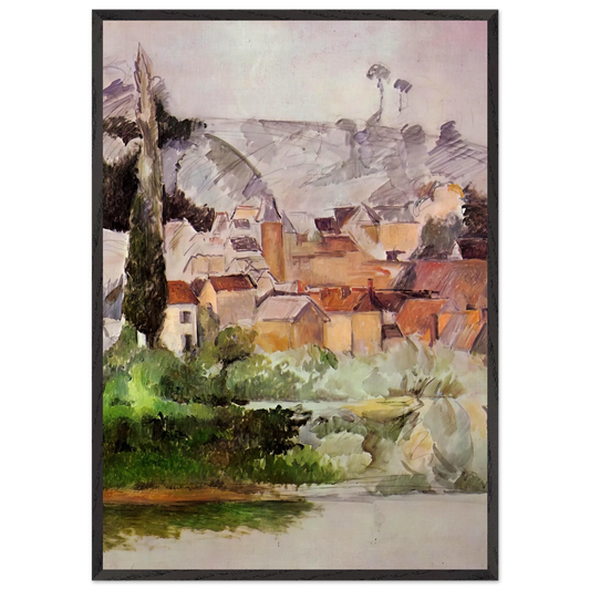 Medan Chateau and Village - Paul Cezanne 70x100 cm / 28x40 inches Framed Art Print – Black Wooden Frame