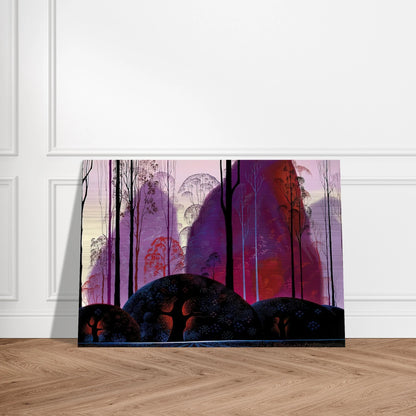 Mauve, Red and Purple - Eyvind Earle Brushed Aluminum Print - 70x100 cm / 28x40 inches | Eyvind Earle Aluminum Print | Eyvind Earle Prints