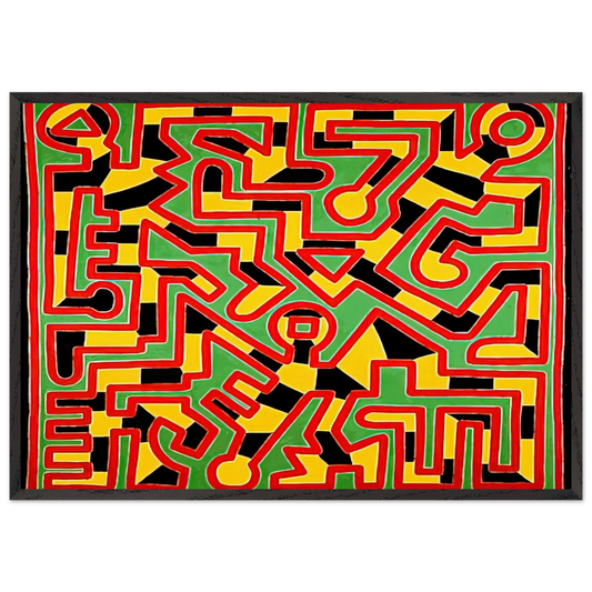UNTITLED 1988 N5 - Keith Haring 70x100 cm / 28x40 inches Framed Art Print – Black Wooden Frame