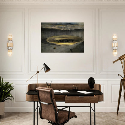 LANDSCAPE WITH TELEPHONES ON A PLATE - Salvador Dali Brushed Aluminum Print - 70x100 cm / 28x40 inches | Salvador Dali Aluminum Print | Salvador Dali Prints