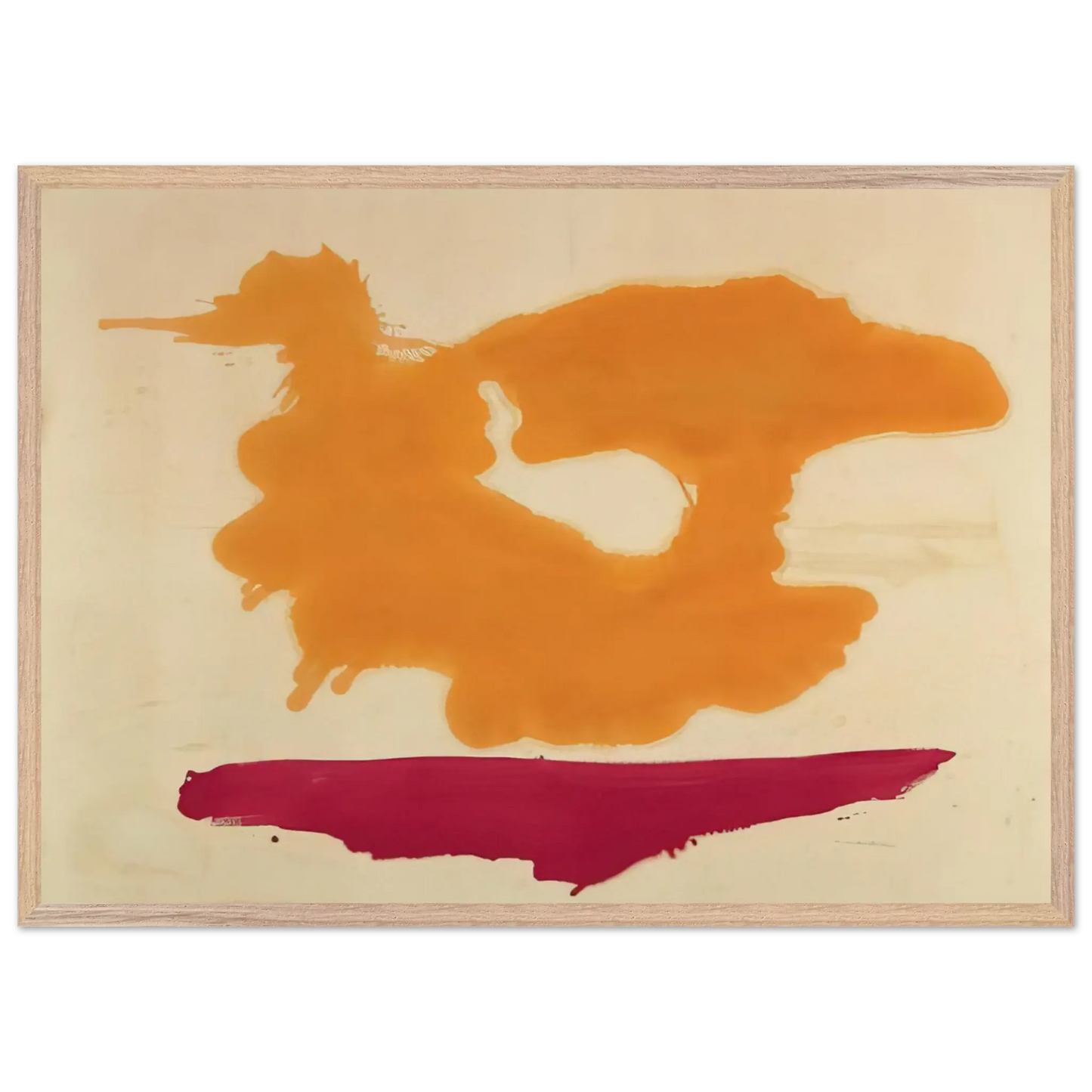 Helen Frankenthaler - Only Orange - 1963 Wall art - 30x40 cm / 12x16 Inches - Premium Wooden Framed Poster With Fine Art Paper - Wood frame