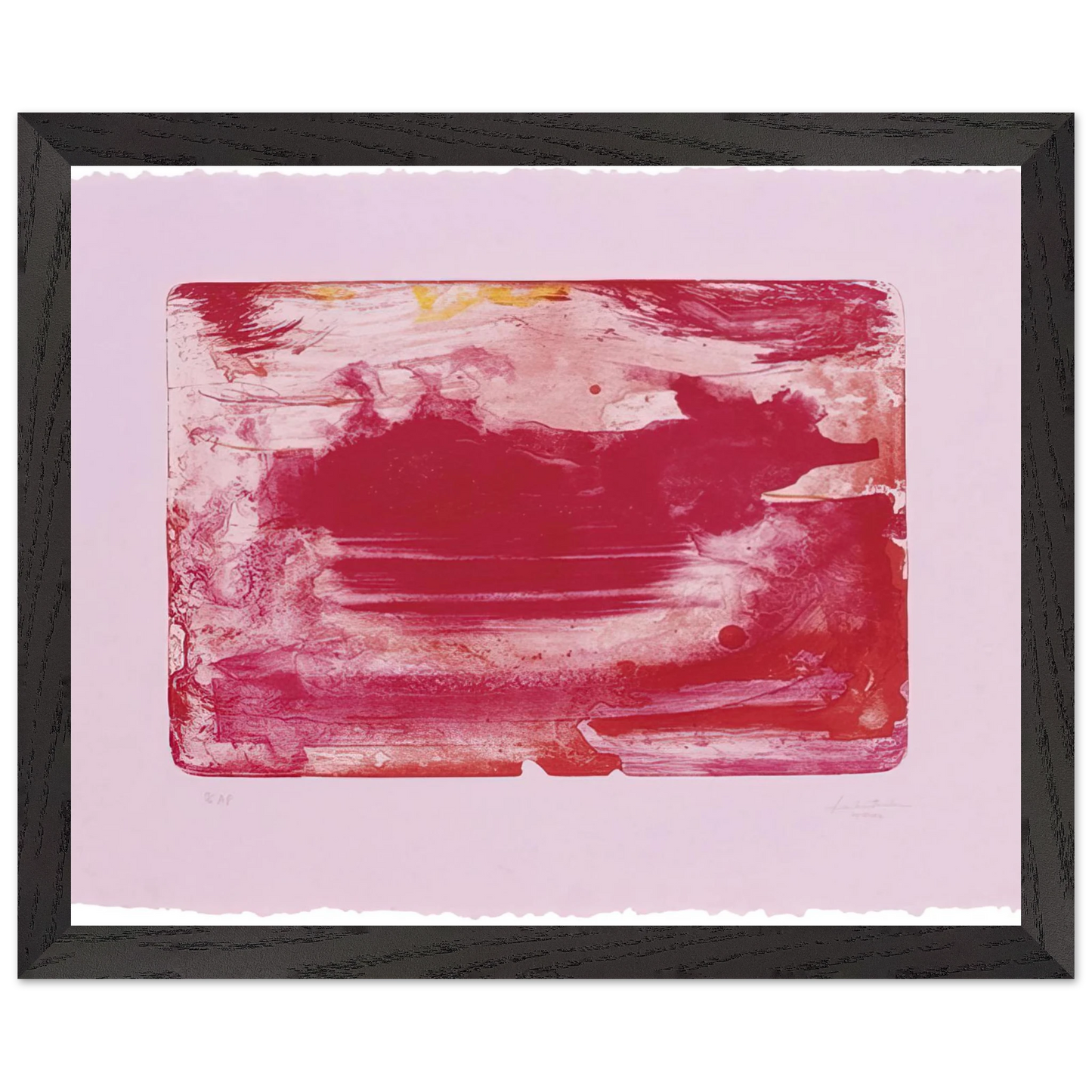 Helen Frankenthaler - The Red Sea - 1982 Wall art - 28x43  cm / XL (11x17 inches) - Premium Wooden Framed Poster With Fine Art Paper-canvas - White frame
