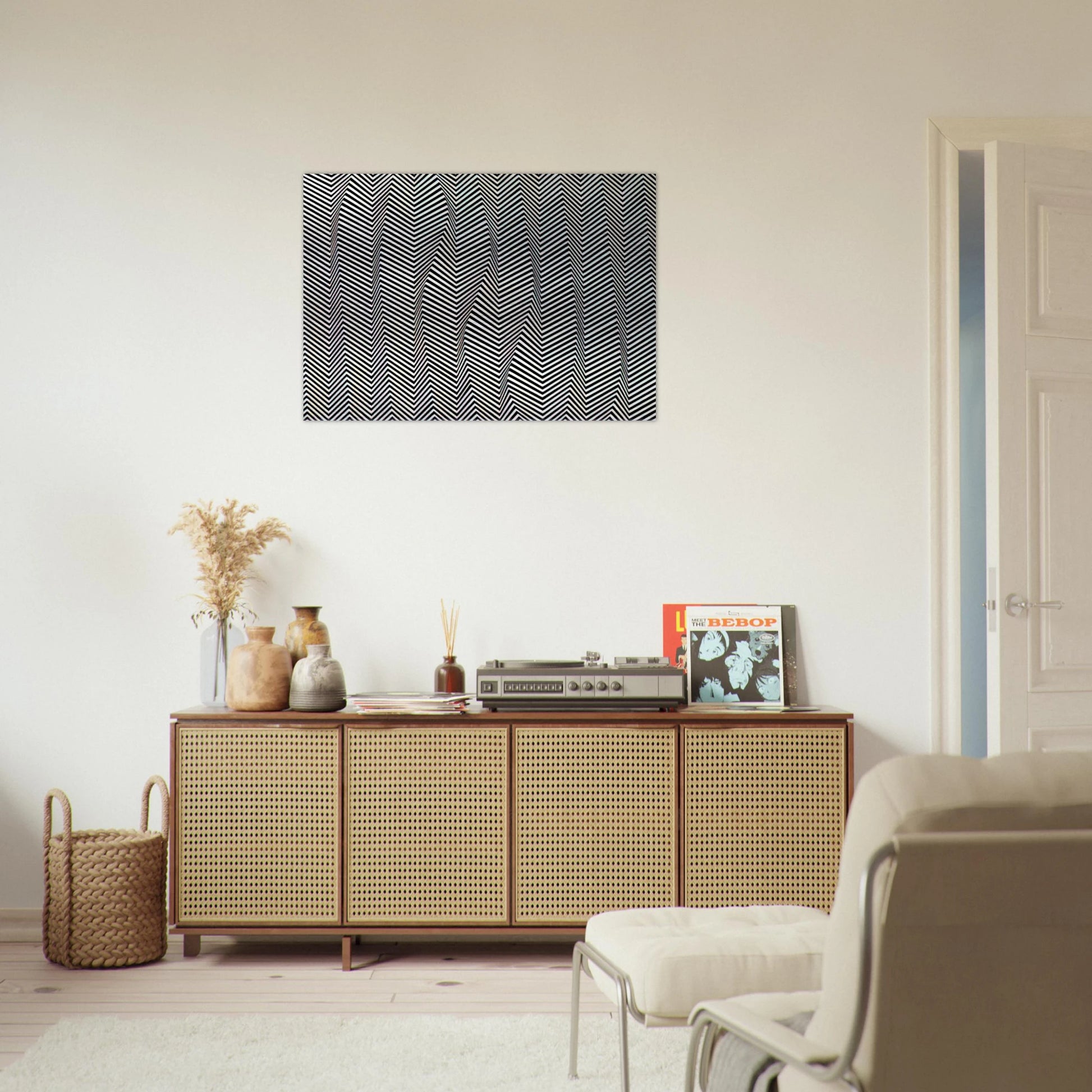 DESCENDING 1966 - Bridget Riley Brushed Aluminum Print - 70x100 cm / 28x40 inches | Bridget Riley Aluminum Print | Bridget Riley Prints