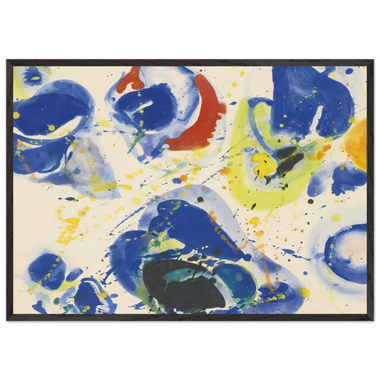 Blue With Red Yellow and Orange - Sam Francis 70x100 cm / 28x40 inches Framed Art Print – Black Wooden Frame