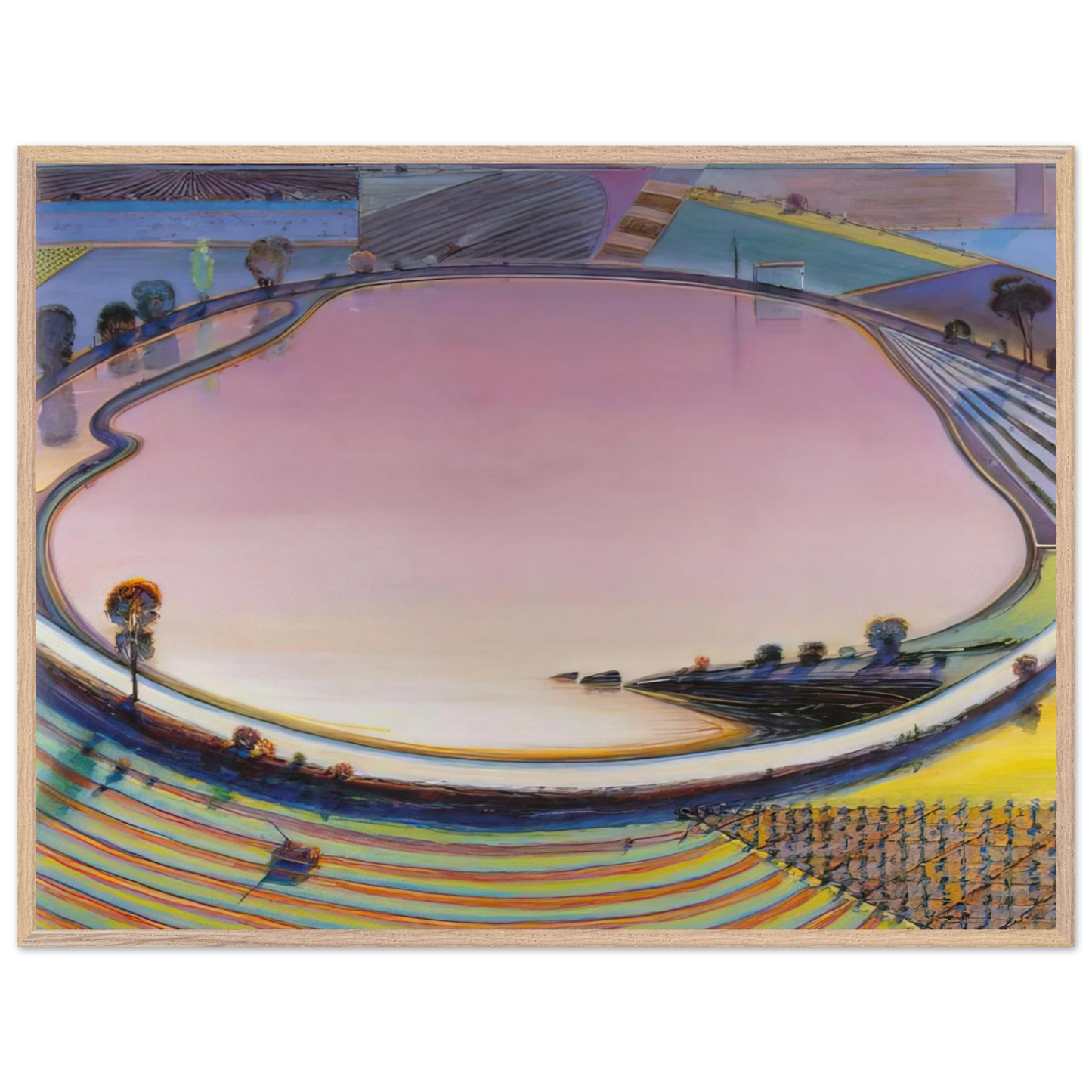 Wayne Thiebaud - Reservoir - 1999 Wall Art - 30x40 cm / 12x16 inches - Premium Wooden Framed Poster With Fine Art Paper-canvas - Wood frame