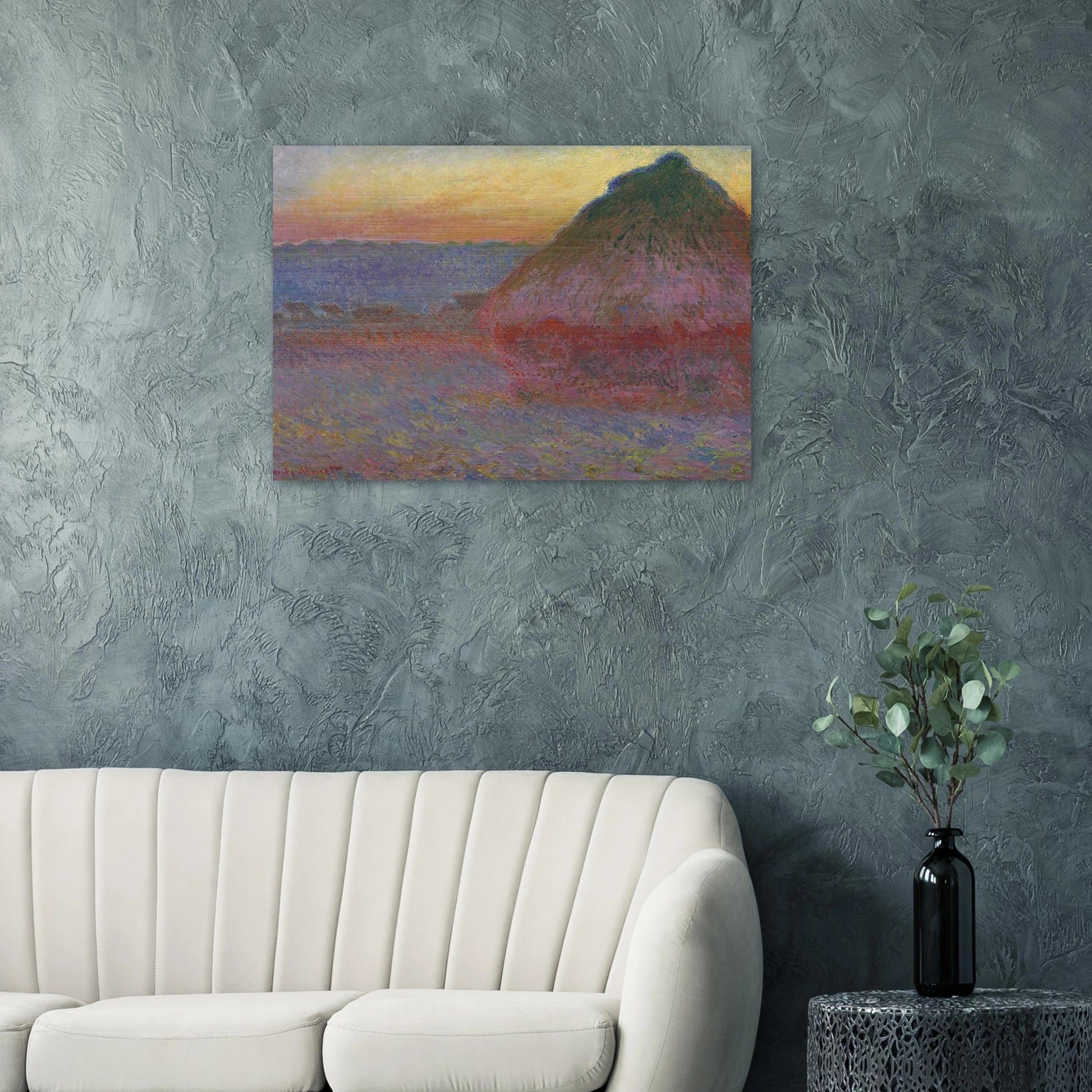 Grainstack in the Sunlight - claude monet Brushed Aluminum Print - 70x100 cm / 28x40 inches | claude monet Aluminum Print | claude monet Prints