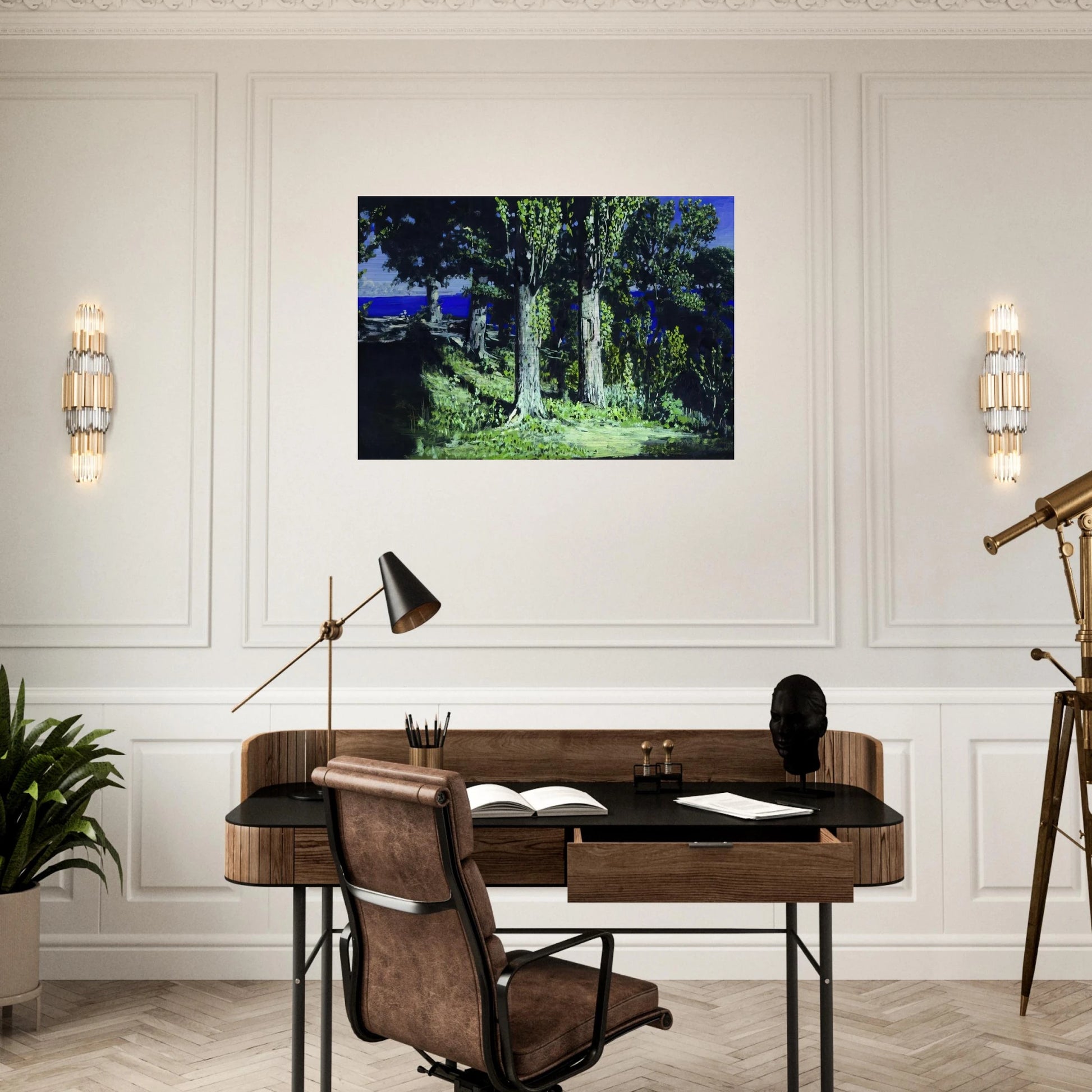 Cypresses on a Seashore. The Crimea - Arkhyp Kuindzhi Brushed Aluminum Print - 70x100 cm / 28x40 inches | Arkhyp Kuindzhi Aluminum Print | Arkhyp Kuindzhi Prints