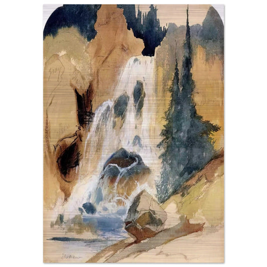 Crystal Falls watercolour - Thomas Moran Brushed Aluminum Print - 70x100 cm / 28x40 inches | Thomas Moran Aluminum Print | Thomas Moran Prints