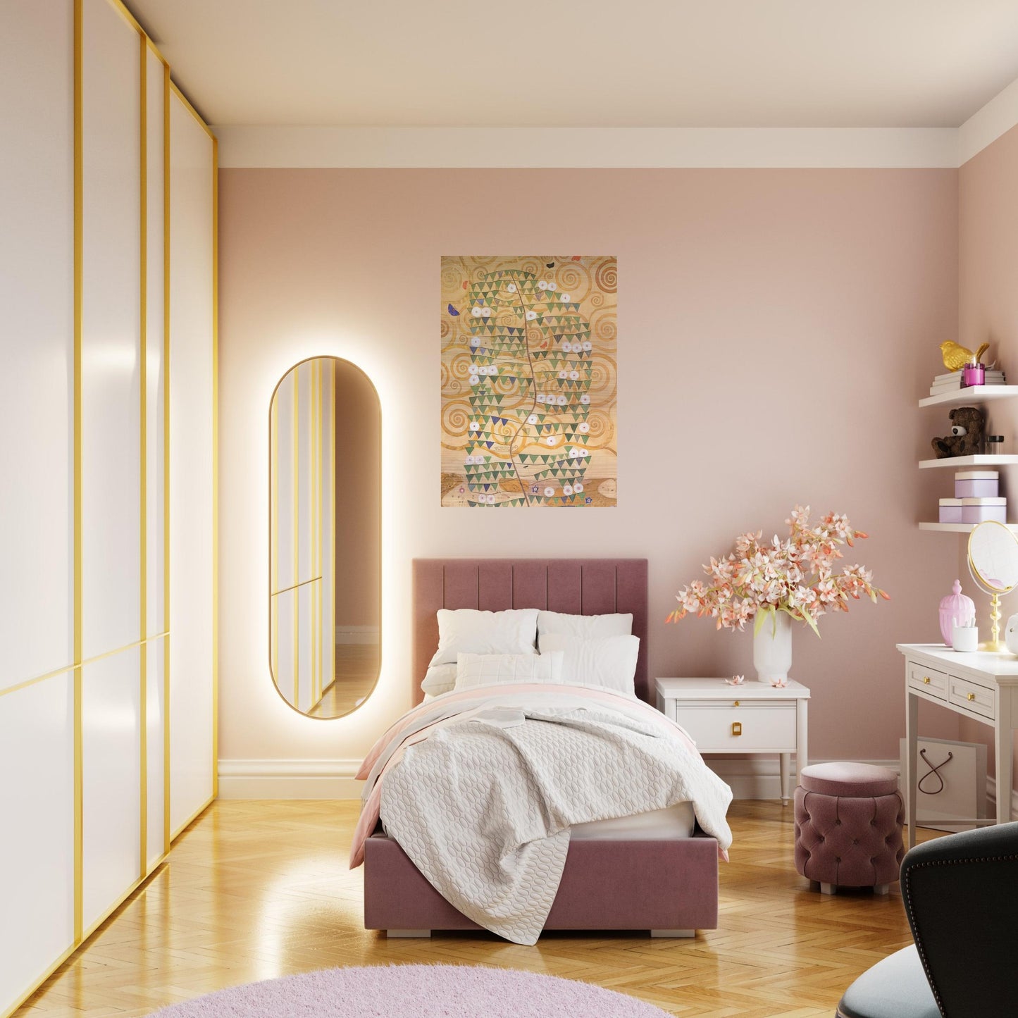 CARTOON FOR THE FRIEZE OF THE VILLA STOCLET IN BRUSSELS RIGHT PART OF THE TREE OF LIFE 1909 - Gustav Klimt Brushed Aluminum Print - 70x100 cm / 28x40 inches | Gustav Klimt Aluminum Print | Gustav Klimt Prints