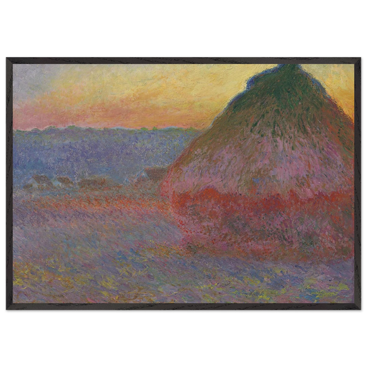 Grainstack in the Sunlight - claude monet 70x100 cm / 28x40 inches Framed Art Print – Black Wooden Frame
