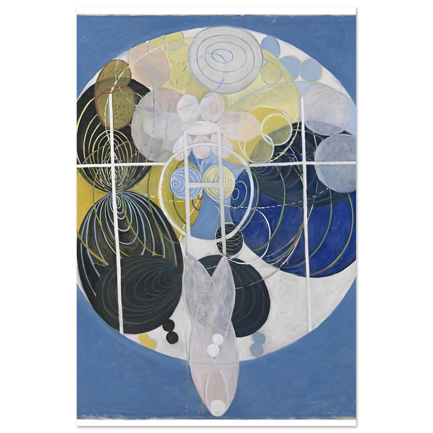 Hilma af Klint - THE LARGE FIGURE PAINTINGS NR 5 1907 Wall art - A1 (59.4 x 84.1  cm) - Premium Wooden Framed Poster With Fine Art Paper-canvas - White frame
