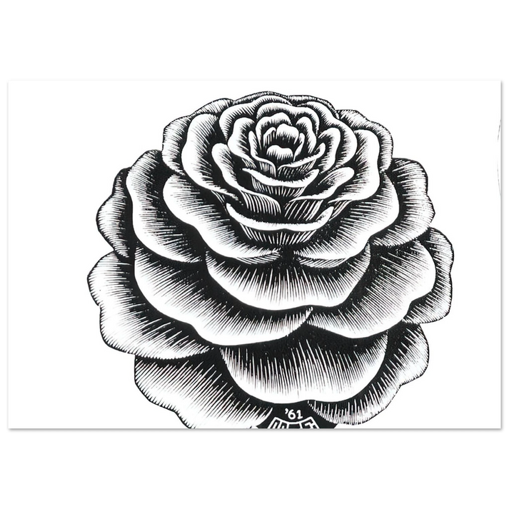 MC Escher - FLOWER 1 Wall Art - 60x80 cm / 24x32 inches - Premium Wooden Framed Poster With Fine Art Paper-canvas - Black frame