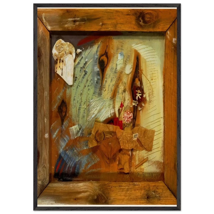 MERZBILD ALF 1939 - Kurt Schwitters 70x100 cm / 28x40 inches Framed Art Print – Black Wooden Frame
