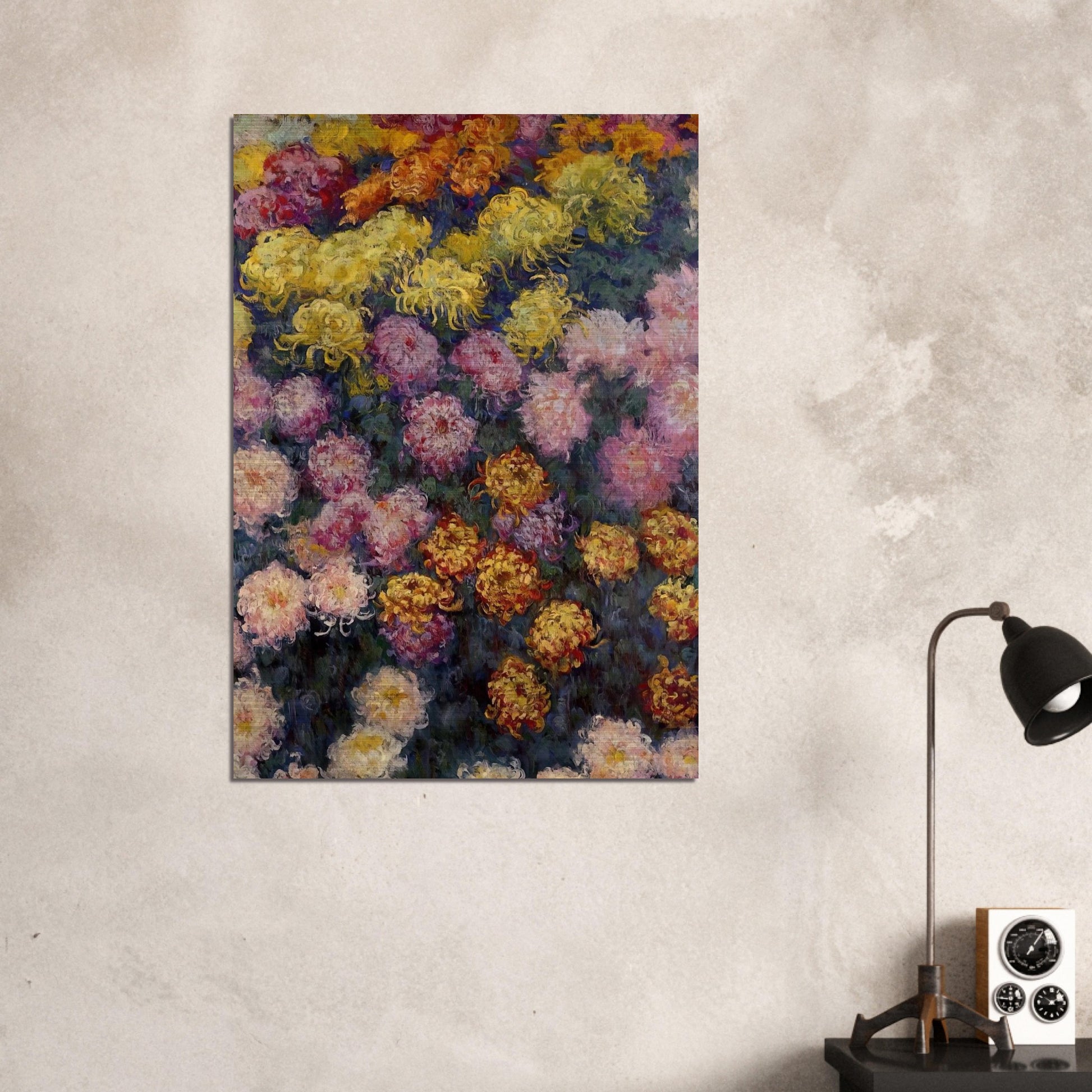Bed of Chrysanthemums - claude monet Brushed Aluminum Print - 70x100 cm / 28x40 inches | claude monet Aluminum Print | claude monet Prints