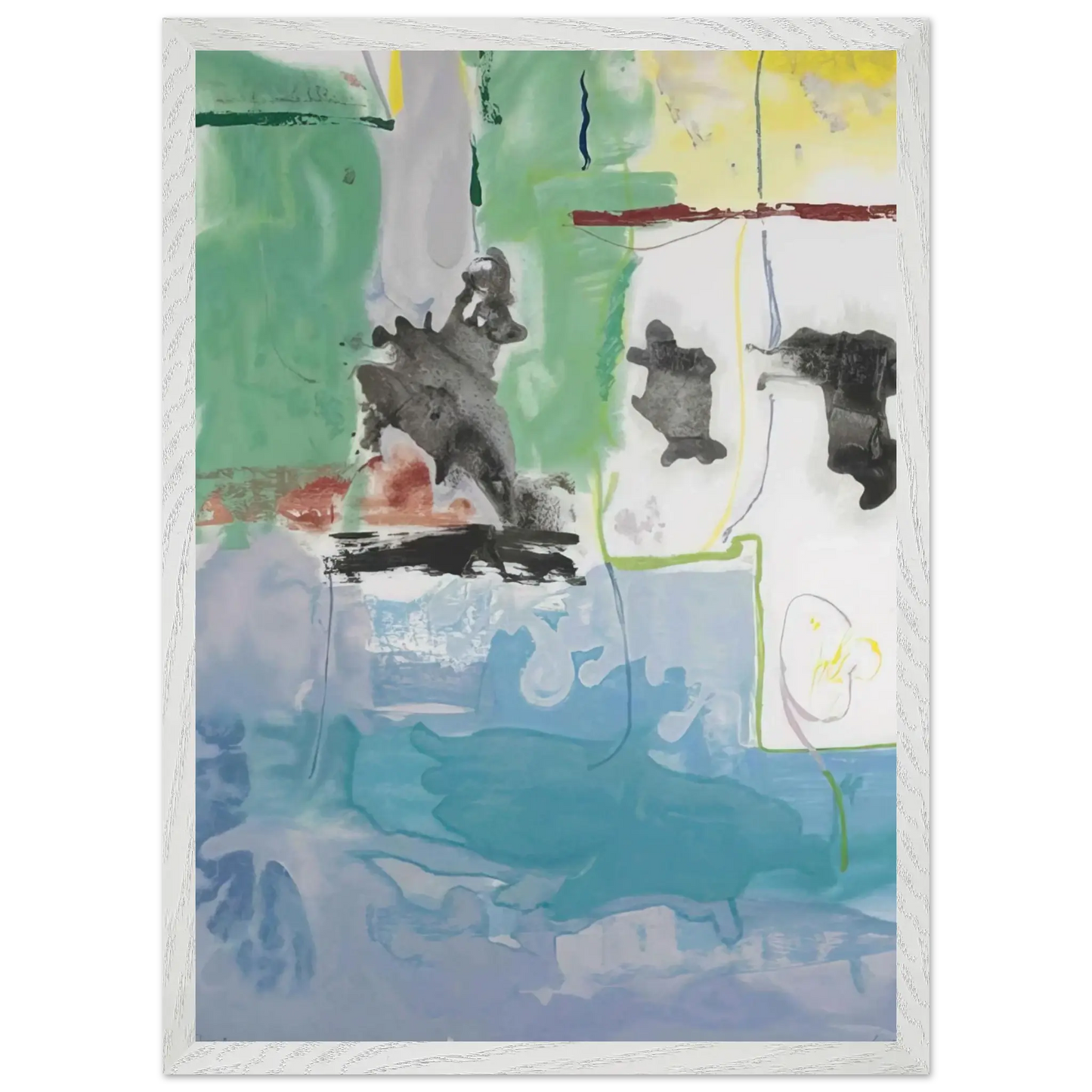 Helen Frankenthaler - West Wind - 1997 Wall art - 70x100 cm / 28x40 Inches - Premium Wooden Framed Poster With Fine Art Paper - White frame