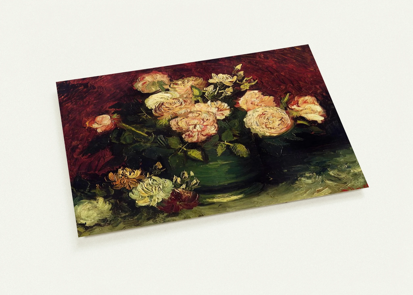 Bowl with Peonies and Roses By Vincent van Gogh Pack of 10 Post Cards | Vincent van Gogh Post Cards | A6 (10.5 x 14.8 cm) - 4.1 x 5.8 inches