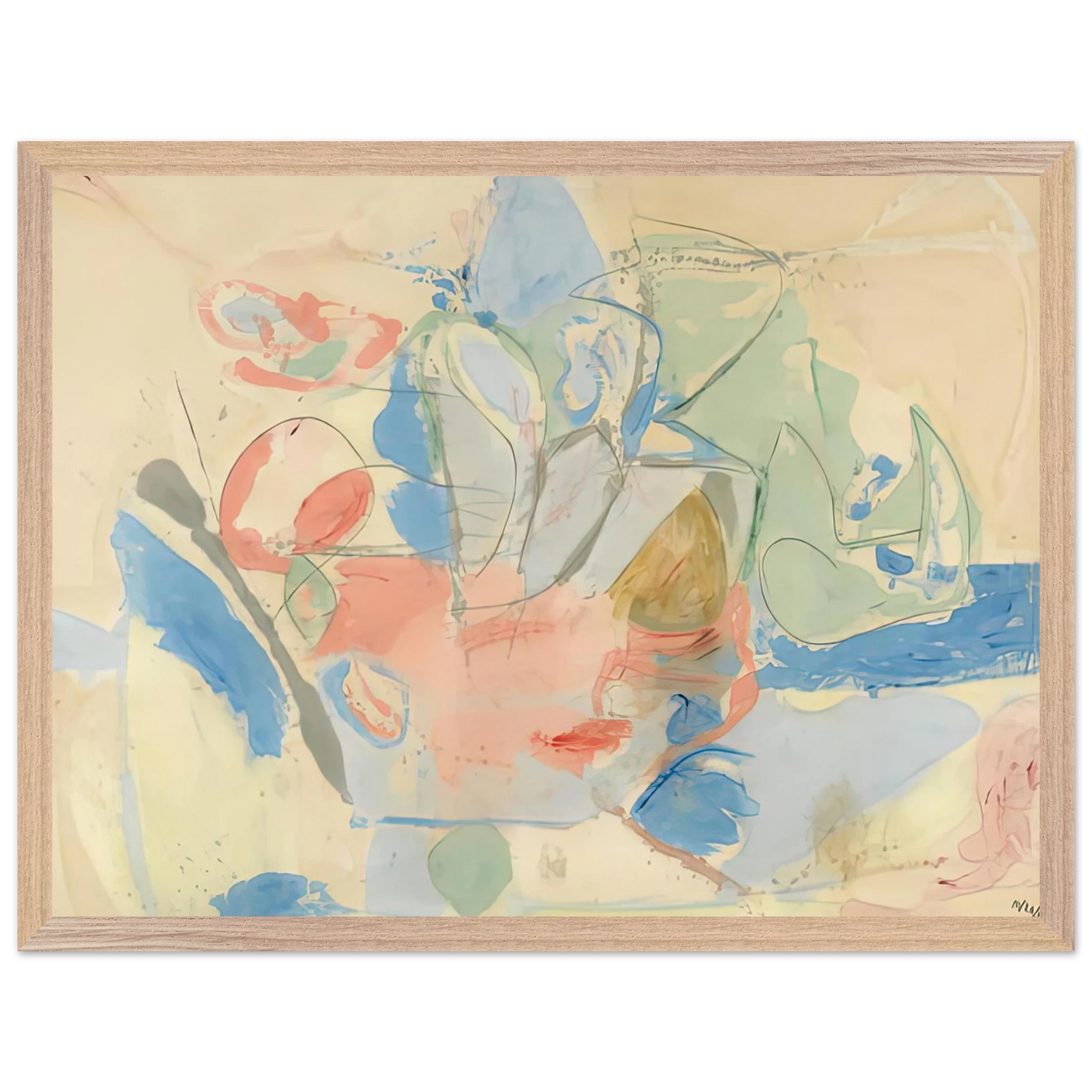 Helen Frankenthaler - Mountains and Sea, 1952- Wall Art - 60x80 cm / 24x32 inches - Premium Wooden Framed Poster With Fine Art Paper-canvas - White frame