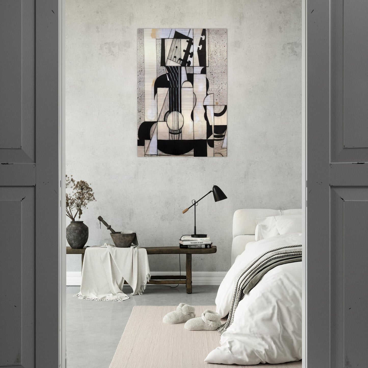 STILL LIFE WITH GUITAR 1913 - Juan Gris Brushed Aluminum Print - 70x100 cm / 28x40 inches | Juan Gris Aluminum Print | Juan Gris Prints