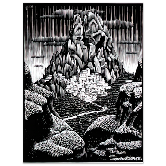 MC Escher - PENTEDATTIO CALABRIA JANUARY 1930 1930 Wall Art - 21x29.7 cm / 8x12" - Fine Art Poster-canvas - -