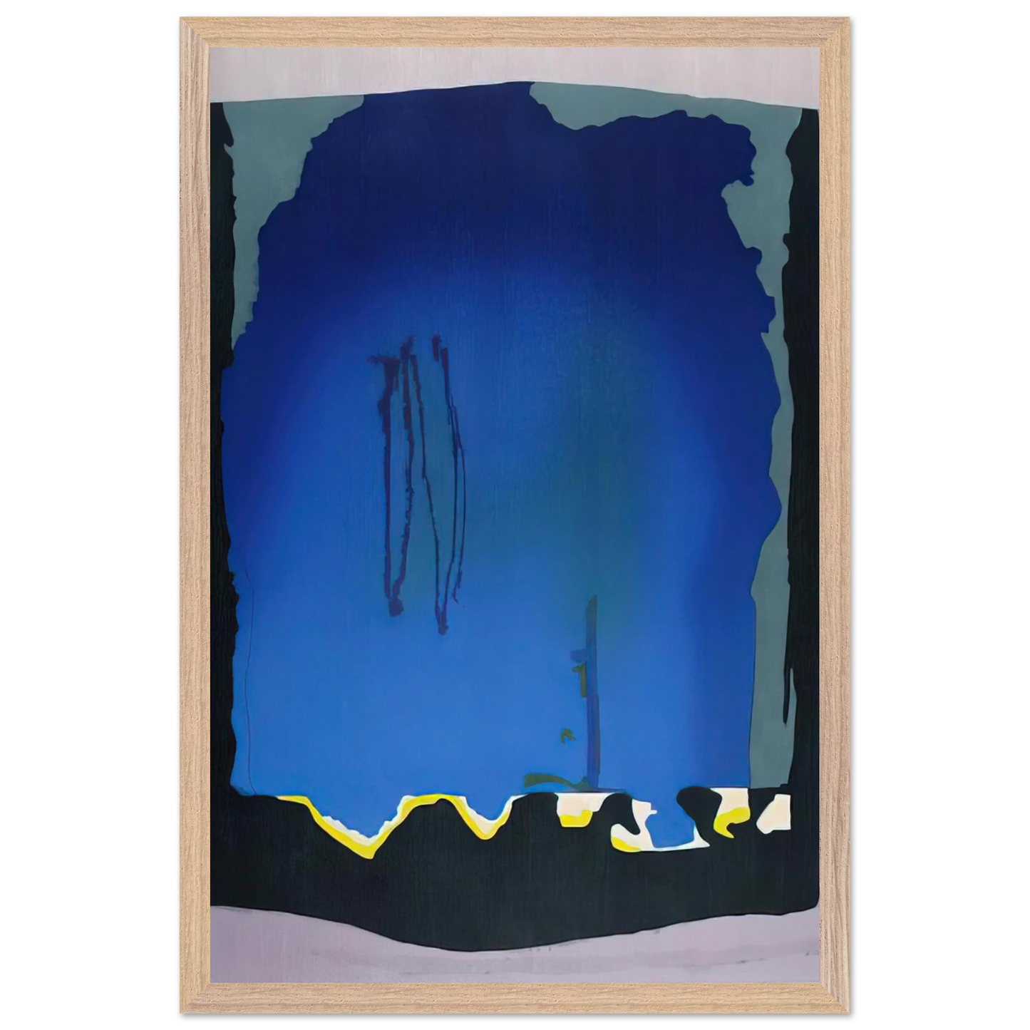 Helen Frankenthaler - Freefall - 1992 Wall art - 45x60 cm / 18x24 inches - Premium Wooden Framed Poster With Fine Art Paper-canvas - Black frame
