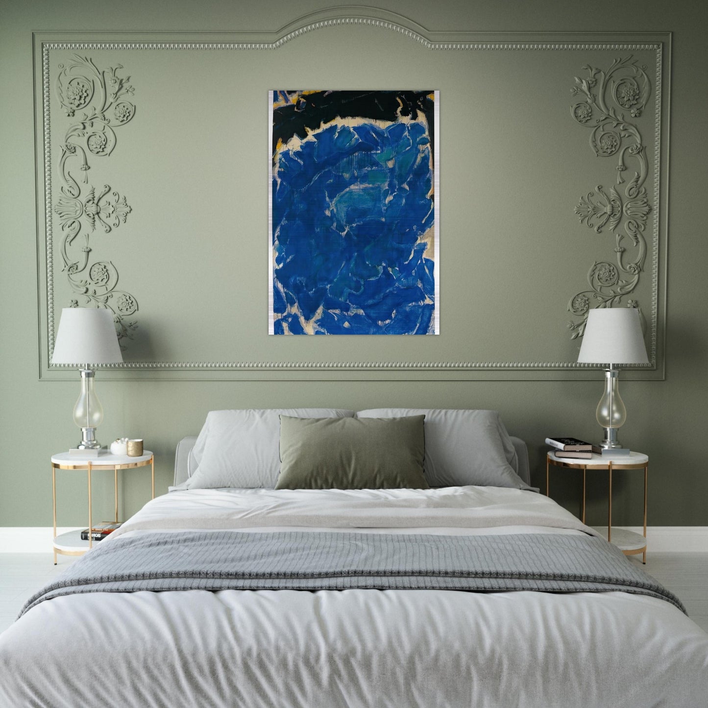 Deep Blue and Black - Sam Francis Brushed Aluminum Print - 70x100 cm / 28x40 inches | Sam Francis Aluminum Print | Sam Francis Prints