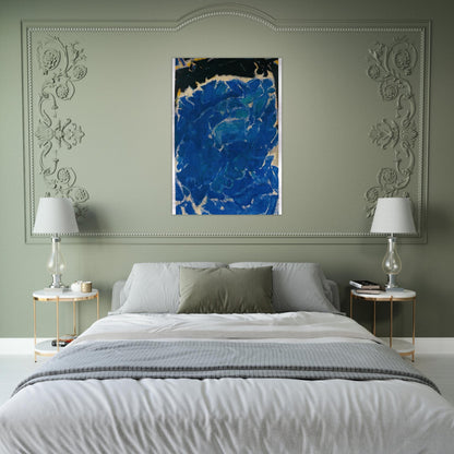 Deep Blue and Black - Sam Francis Brushed Aluminum Print - 70x100 cm / 28x40 inches | Sam Francis Aluminum Print | Sam Francis Prints