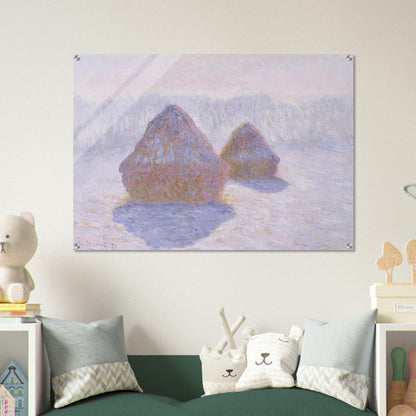 Haystacks Effect of Snow and Sun - claude monet Acrylic Print - 70x100 cm / 28x40″ inches