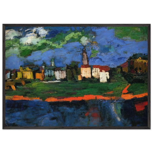 THE ELBE NEAR DRESDEN - OSKAR KOKOSCHKA 70x100 cm / 28x40 inches Framed Art Print – Black Wooden Frame