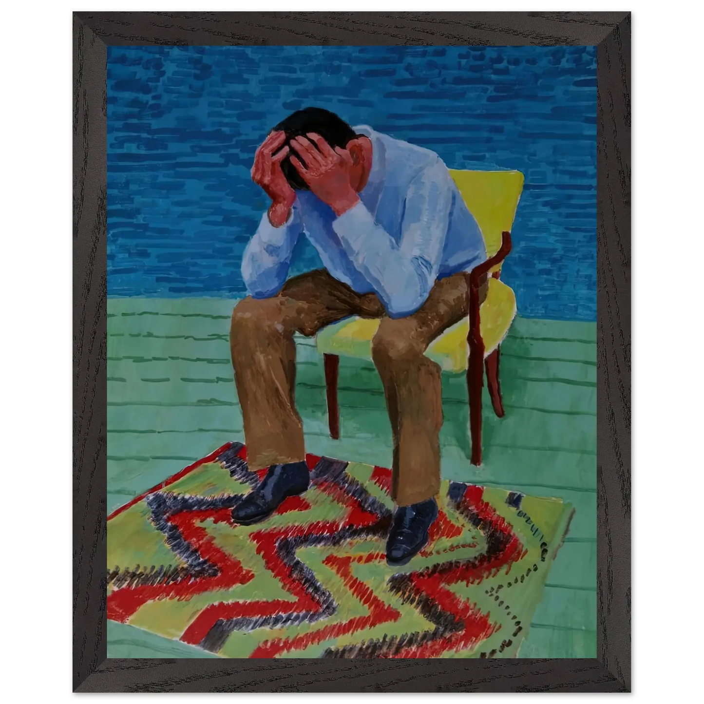 David Hockney - David Hockney Wall art - 27x35 cm / 11x14 Inches - Premium Wooden Framed Poster With Fine Art Paper - White frame