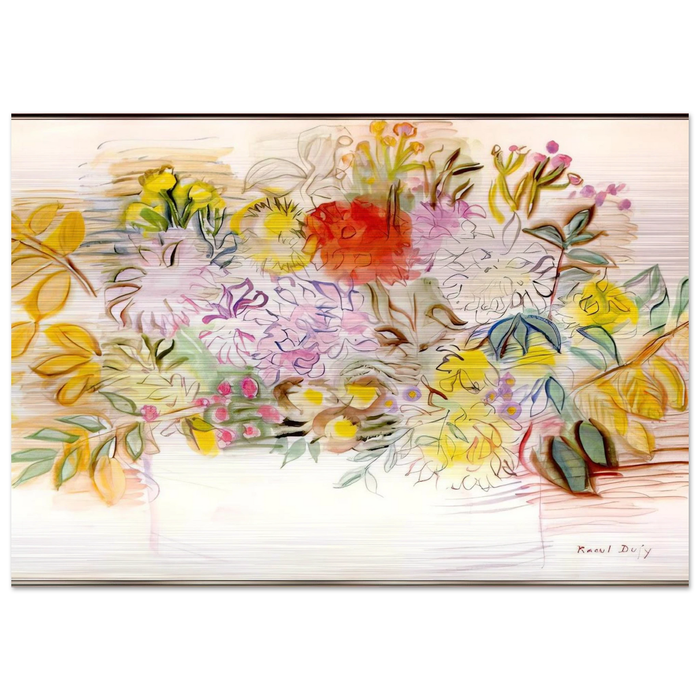 BOUQUET OF FLOWERS - Raoul Dufy Brushed Aluminum Print - 70x100 cm / 28x40 inches | Raoul Dufy Aluminum Print | Raoul Dufy Prints