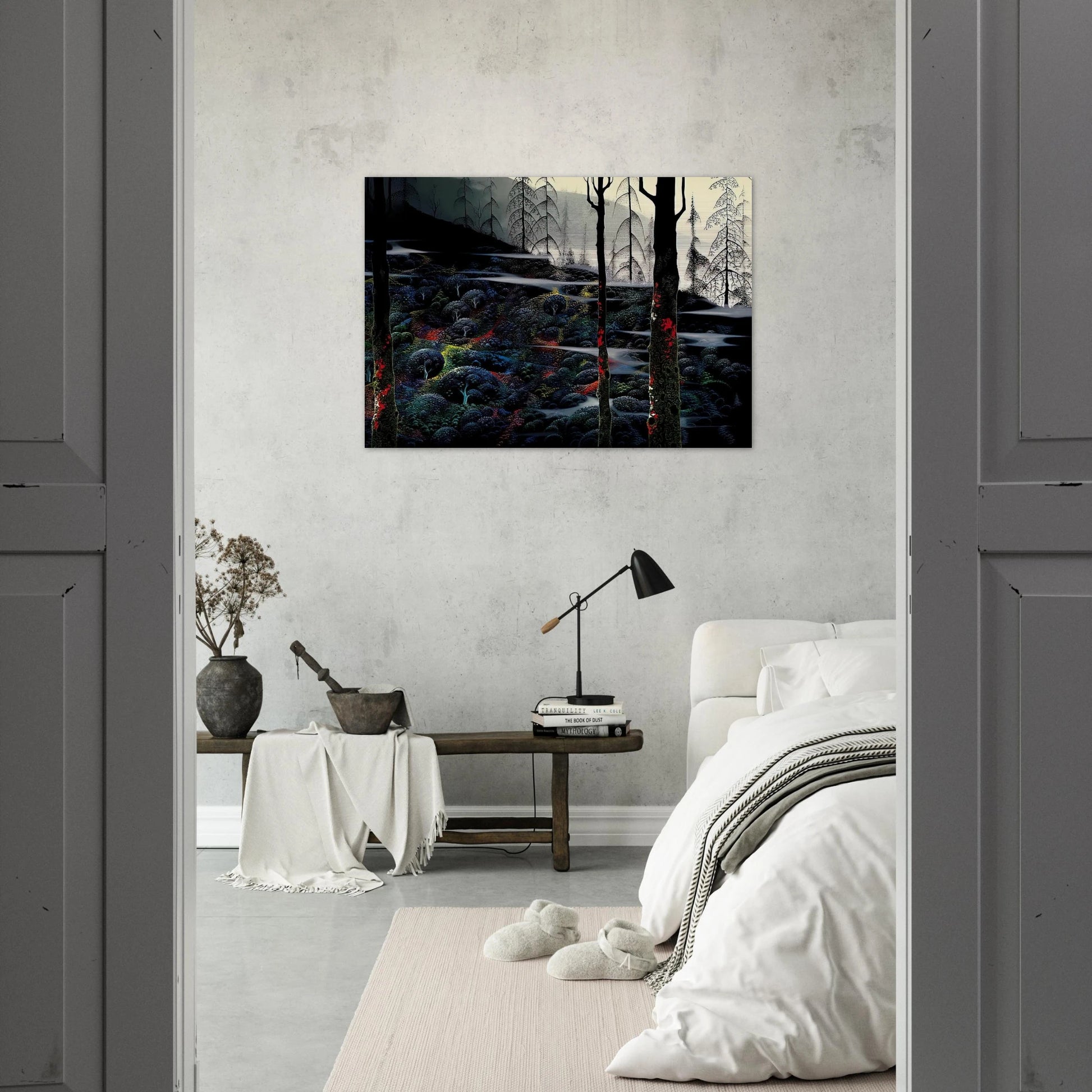 Dawn's First Light - Eyvind Earle Brushed Aluminum Print - 70x100 cm / 28x40 inches | Eyvind Earle Aluminum Print | Eyvind Earle Prints