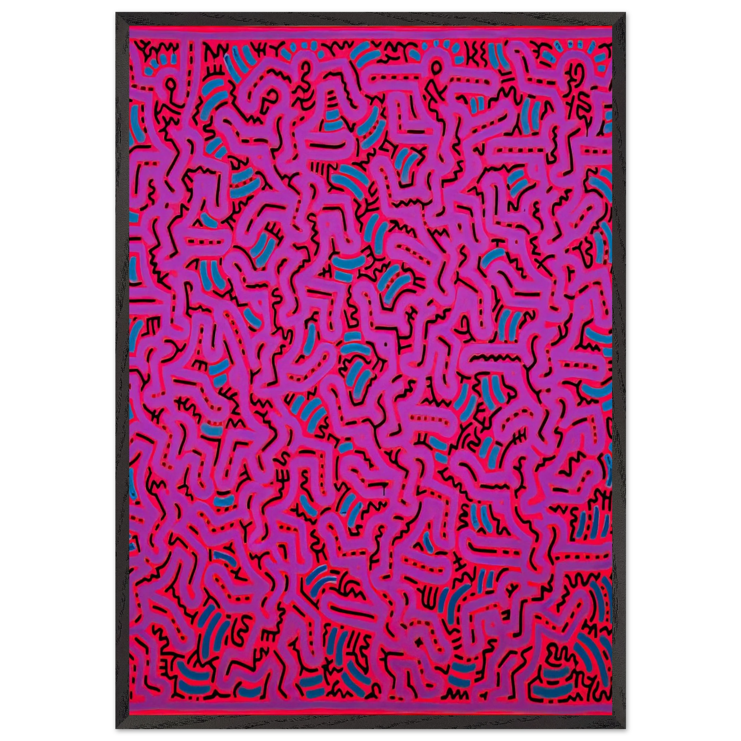 UNTITLED 1984 N2 - Keith Haring 70x100 cm / 28x40 inches Framed Art Print – Black Wooden Frame
