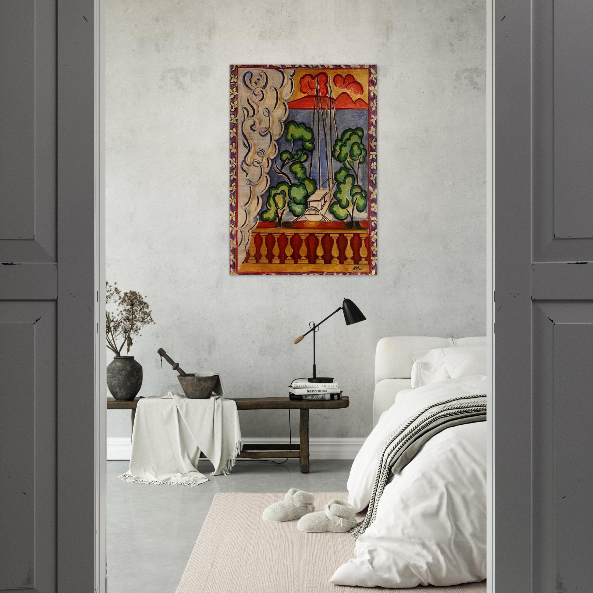 BOUQUET OF DAHLIAS AND WHITE BOOK 1923 - Henri Matisse Brushed Aluminum Print - 70x100 cm / 28x40 inches | Henri Matisse Aluminum Print | Henri Matisse Prints