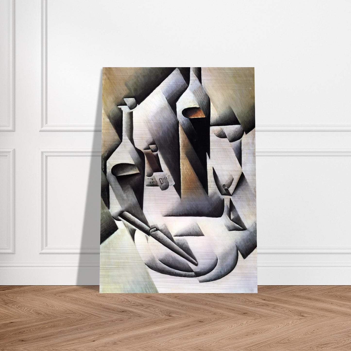 BOTTLES AND KNIFE 1912 - Juan Gris Brushed Aluminum Print - 70x100 cm / 28x40 inches | Juan Gris Aluminum Print | Juan Gris Prints