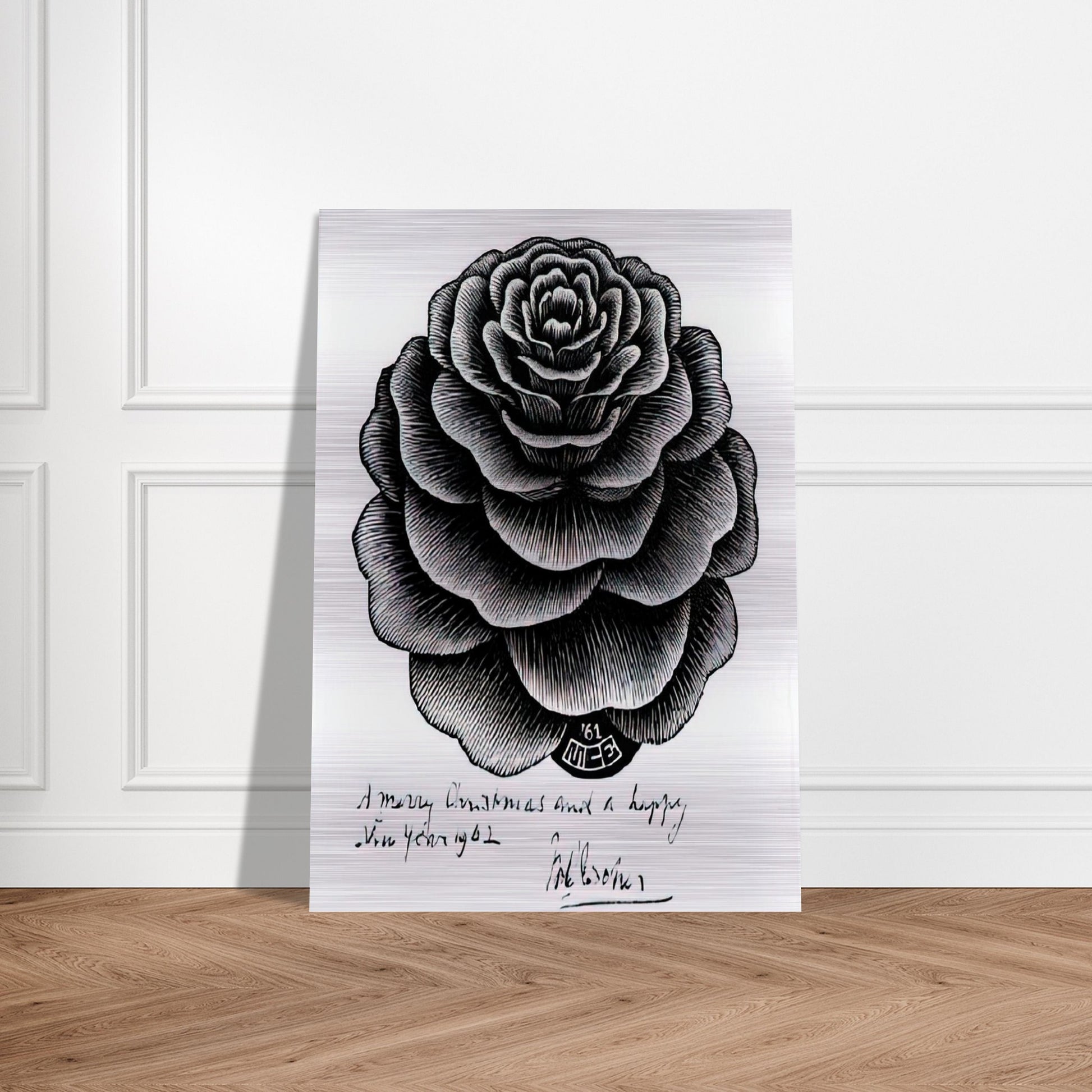 MERRY CHRISTMAS HAPPY NEW YEAR - MC Escher Brushed Aluminum Print - 70x100 cm / 28x40 inches | MC Escher Aluminum Print | MC Escher Prints