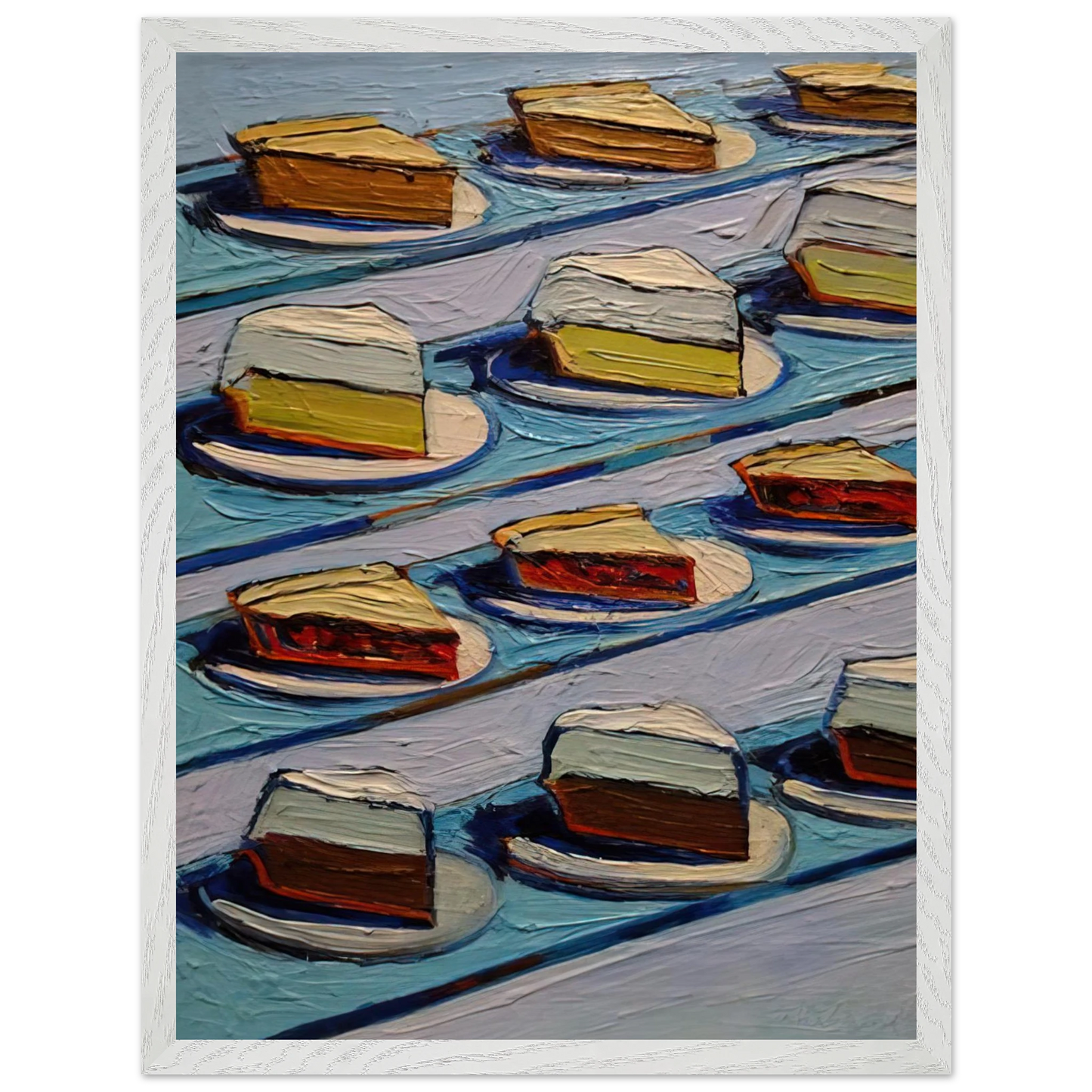 Wayne Thiebaud - Refrigerator Pies - 1962 Wall Art - 30x40 cm / 12x16 inches - Premium Wooden Framed Poster With Fine Art Paper-canvas - Black frame