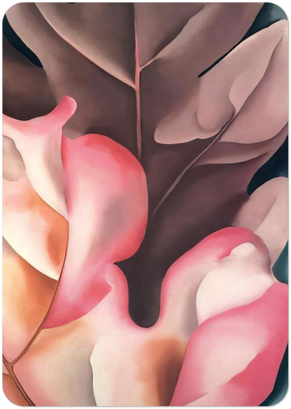 Oak Leaves Pink and Grey By Georgia O'Keeffe Pack of 10 Post Cards | Georgia O'Keeffe Post Cards | A6 (10.5 x 14.8 cm) - 4.1 x 5.8 inches