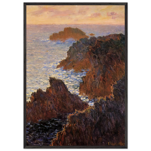 Rocks at Belle-Ile Port-Domois - claude monet 70x100 cm / 28x40 inches Framed Art Print – Black Wooden Frame