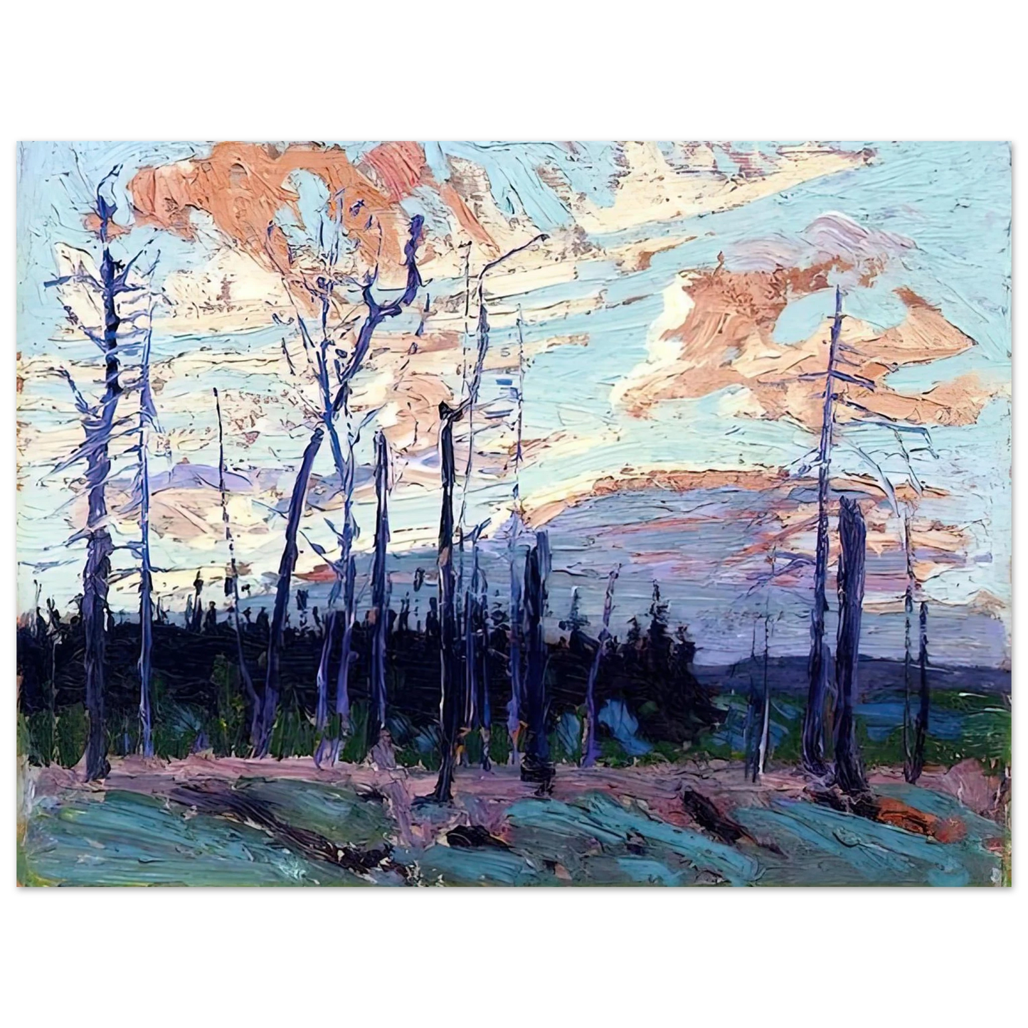 Tom Thomson - BURNT LAND AT SUNSET 1915  75x100 cm / 30x40inches Fine Art Poster
