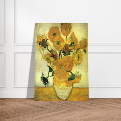 Still Life - Vase with Fourteen Sunflowers - Vincent van Gogh Brushed Aluminum Print - 70x100 cm / 28x40 inches | Vincent van Gogh Aluminum Print | Vincent van Gogh Prints
