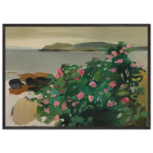 WILD ROSES 1961 - Fairfield Porter 70x100 cm / 28x40 inches Framed Art Print – Black Wooden Frame