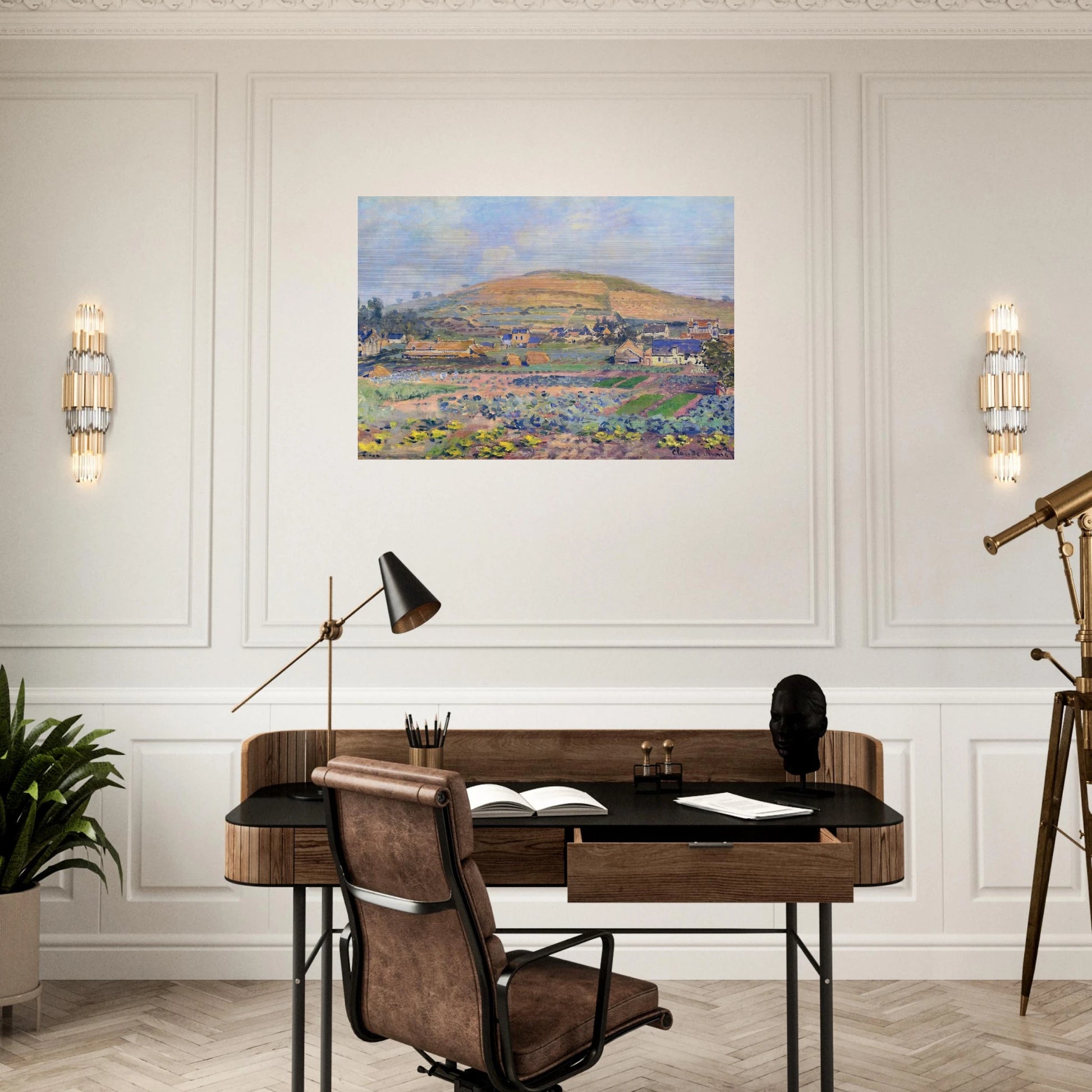 The Mount Riboudet in Rouen at Spring - claude monet Brushed Aluminum Print - 70x100 cm / 28x40 inches | claude monet Aluminum Print | claude monet Prints