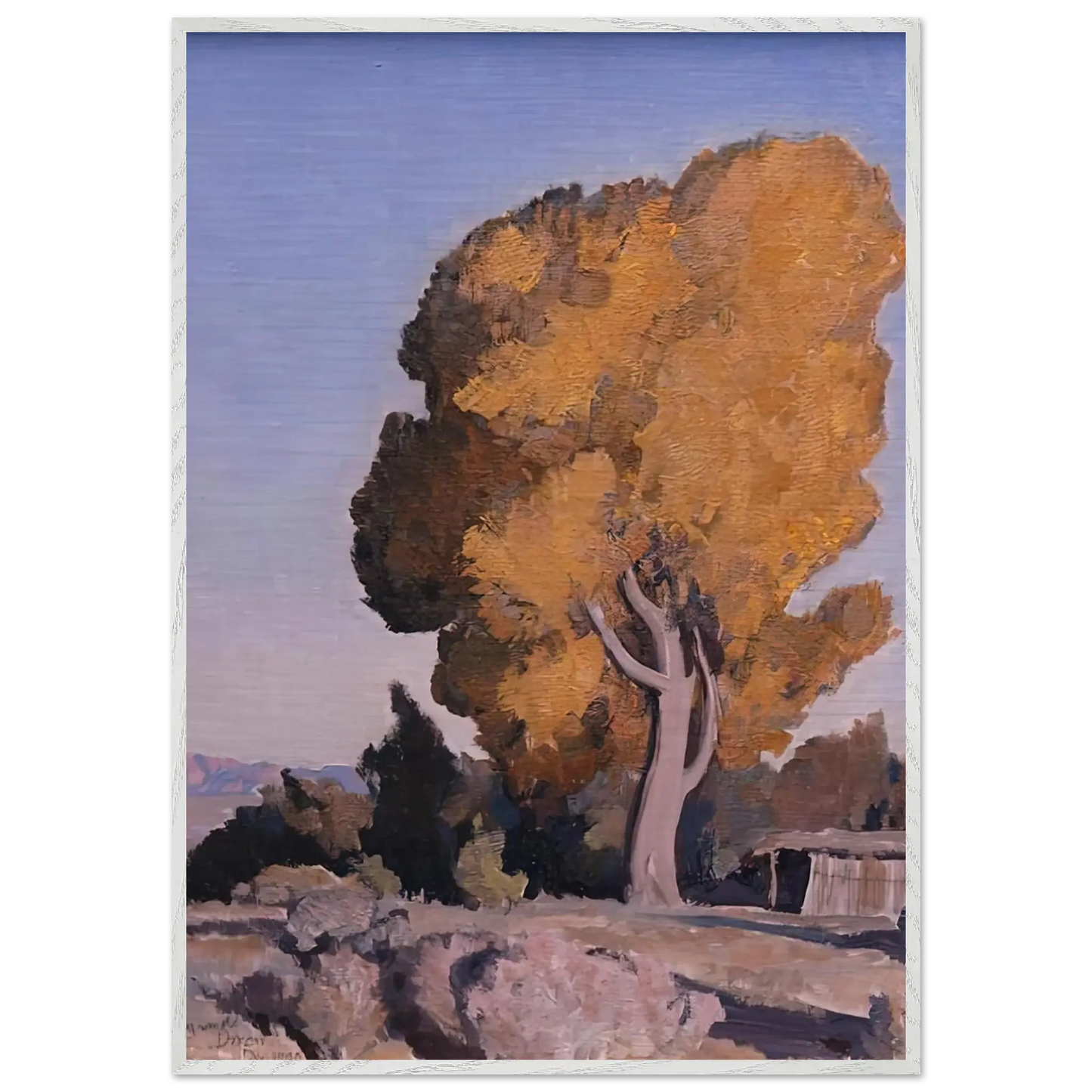 Maynard Dixon - LOW COUNTRY COTTONWOOD 1940 Wall art - 30x45 cm / 12x18 Inches - Premium Wooden Framed Poster With Fine Art Paper - Wood frame