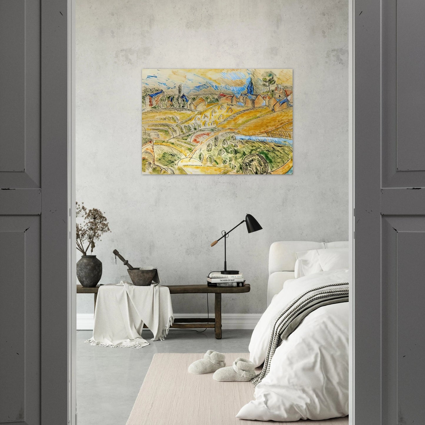 CUBIST LANDSCAPE WITH HAYSTACKS - Raoul Dufy Brushed Aluminum Print - 70x100 cm / 28x40 inches | Raoul Dufy Aluminum Print | Raoul Dufy Prints