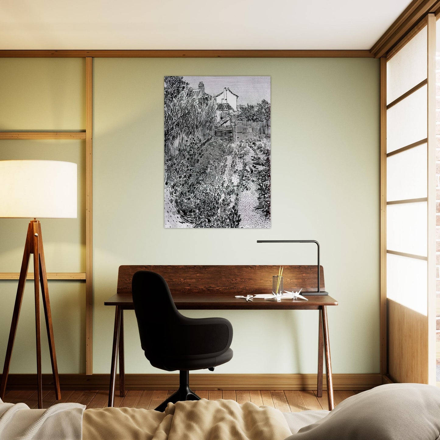 The Garden with Flowers - Vincent van Gogh Brushed Aluminum Print - 70x100 cm / 28x40 inches | Vincent van Gogh Aluminum Print | Vincent van Gogh Prints